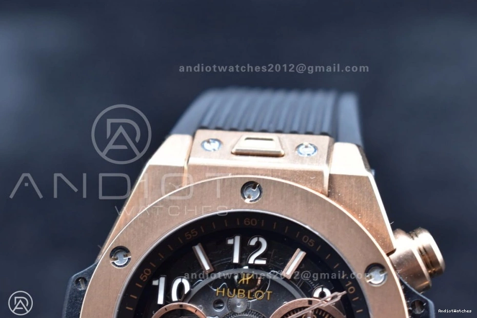 Strap GoodFit ZF Bang Edition Rubber RG Best Hublot 904 Big Dial on Skeleton Unico Black 1:1 A 0420